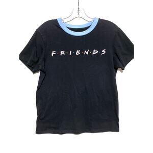 Friends TV Show Graphic Love Tribe Black Shirt Womens S Stretch Y2K 90s Comfy